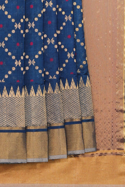 Collection of Chanderi Teal Blue Saree in a gallery layout