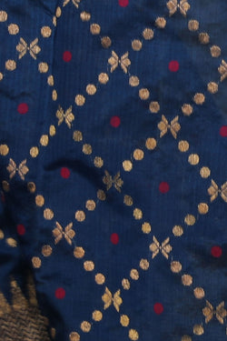 Collection of Chanderi Teal Blue Saree in a gallery layout