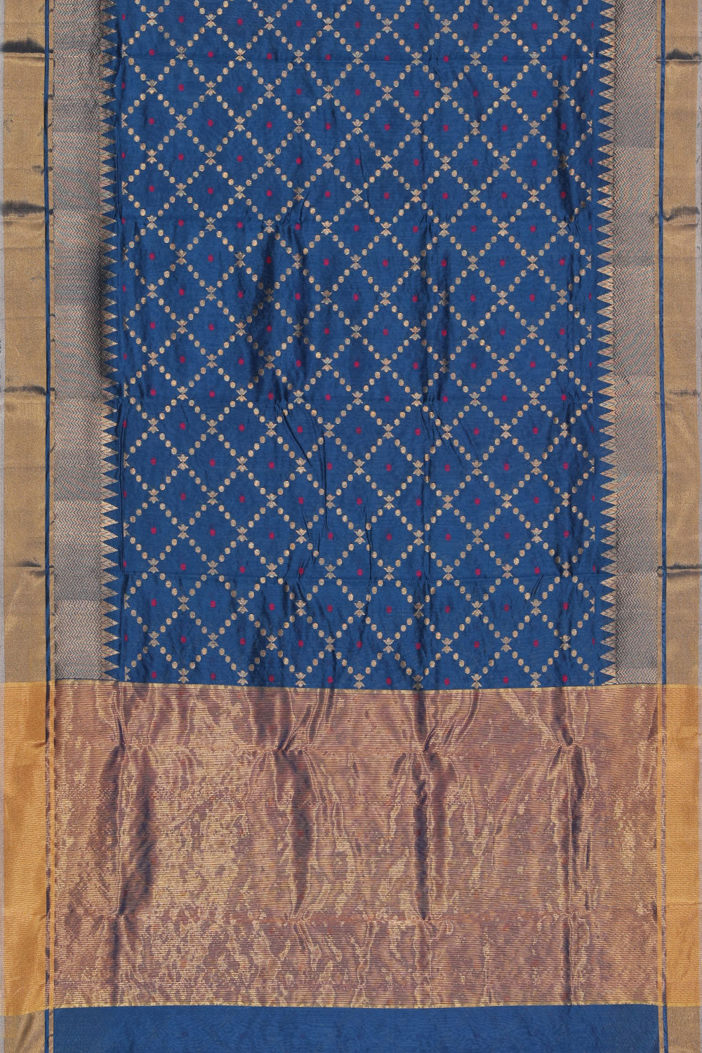 Collection of Chanderi Teal Blue Saree in a gallery layout