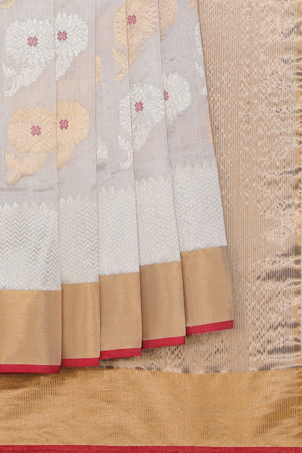 Collection of Chanderi Ivory Off-White Saree in a gallery layout