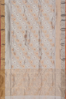 Collection of Chanderi Ivory Off-White Saree in a gallery layout