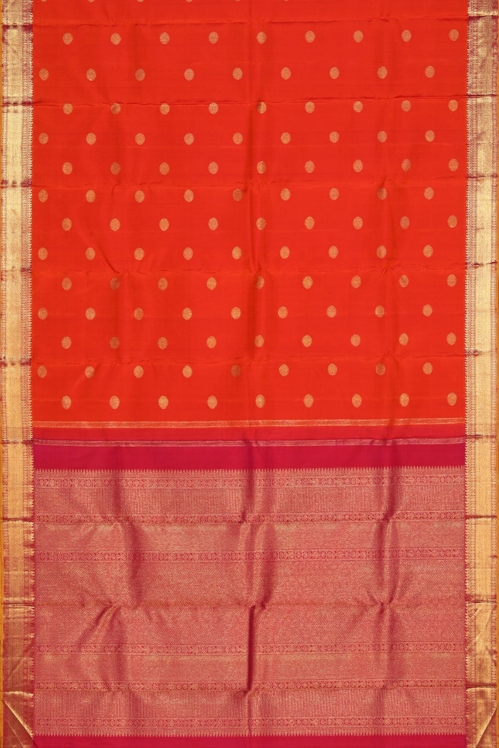 Kanchipuram Silk Orange Saree