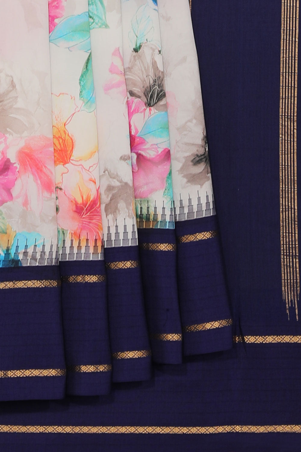 Collection of Contemporary Style Silk Floral Print Saree in a gallery layout