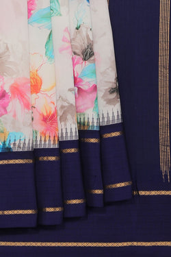 Collection of Contemporary Style Silk Floral Print Saree in a gallery layout