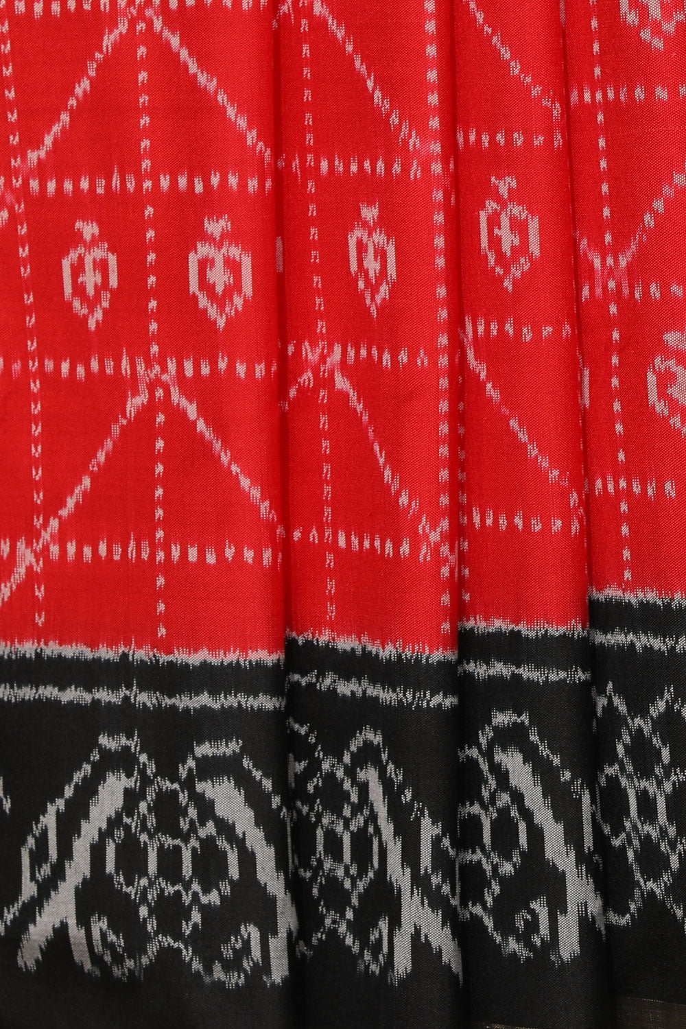 Collection of Pochampally Silk Ikat Red Saree in a gallery layout