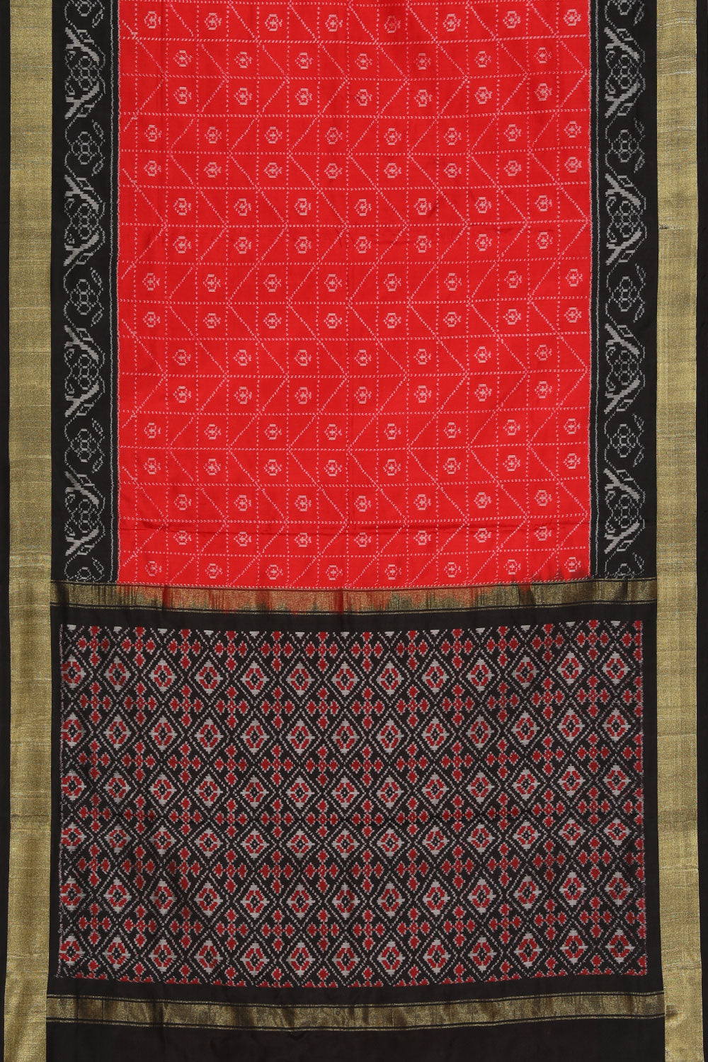 Collection of Pochampally Silk Ikat Red Saree in a gallery layout