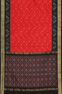 Collection of Pochampally Silk Ikat Red Saree in a gallery layout