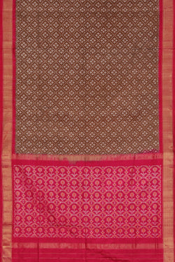 Collection of Pochampally Silk Ikat Brown Saree in a gallery layout