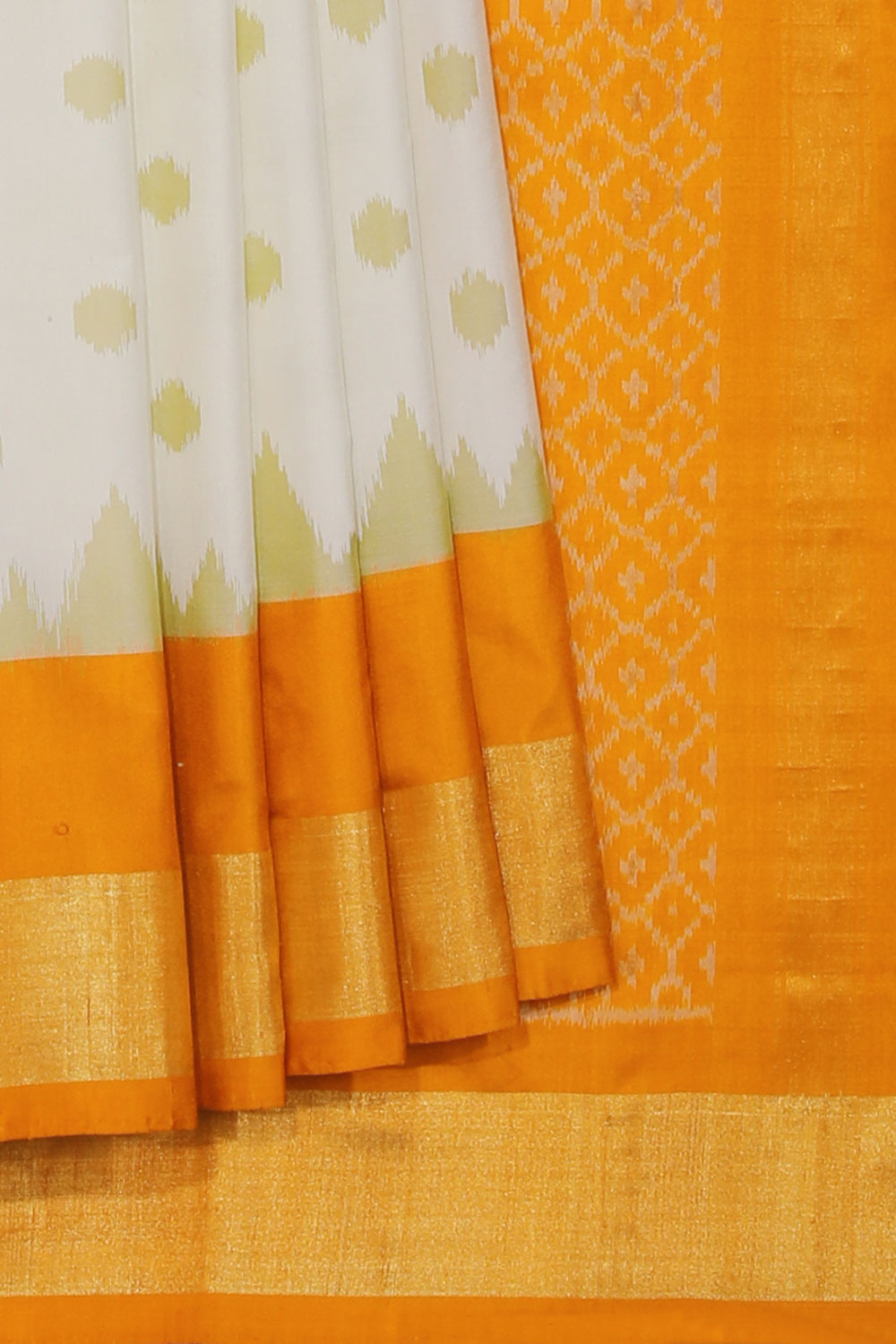 Collection of Pochampally Silk Ikat White Saree in a gallery layout