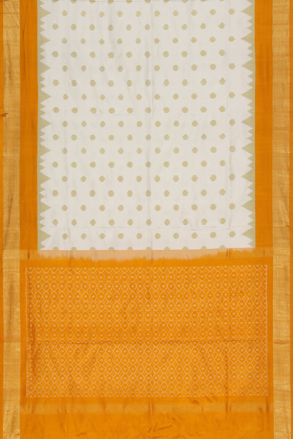 Image of Pochampally Silk Ikat White Saree