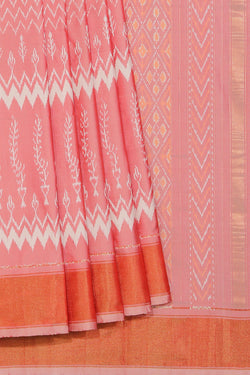 Collection of Pochampally Silk Ikat Onion-Red Saree in a gallery layout