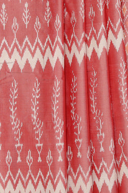 Collection of Pochampally Silk Ikat Onion-Red Saree in a gallery layout