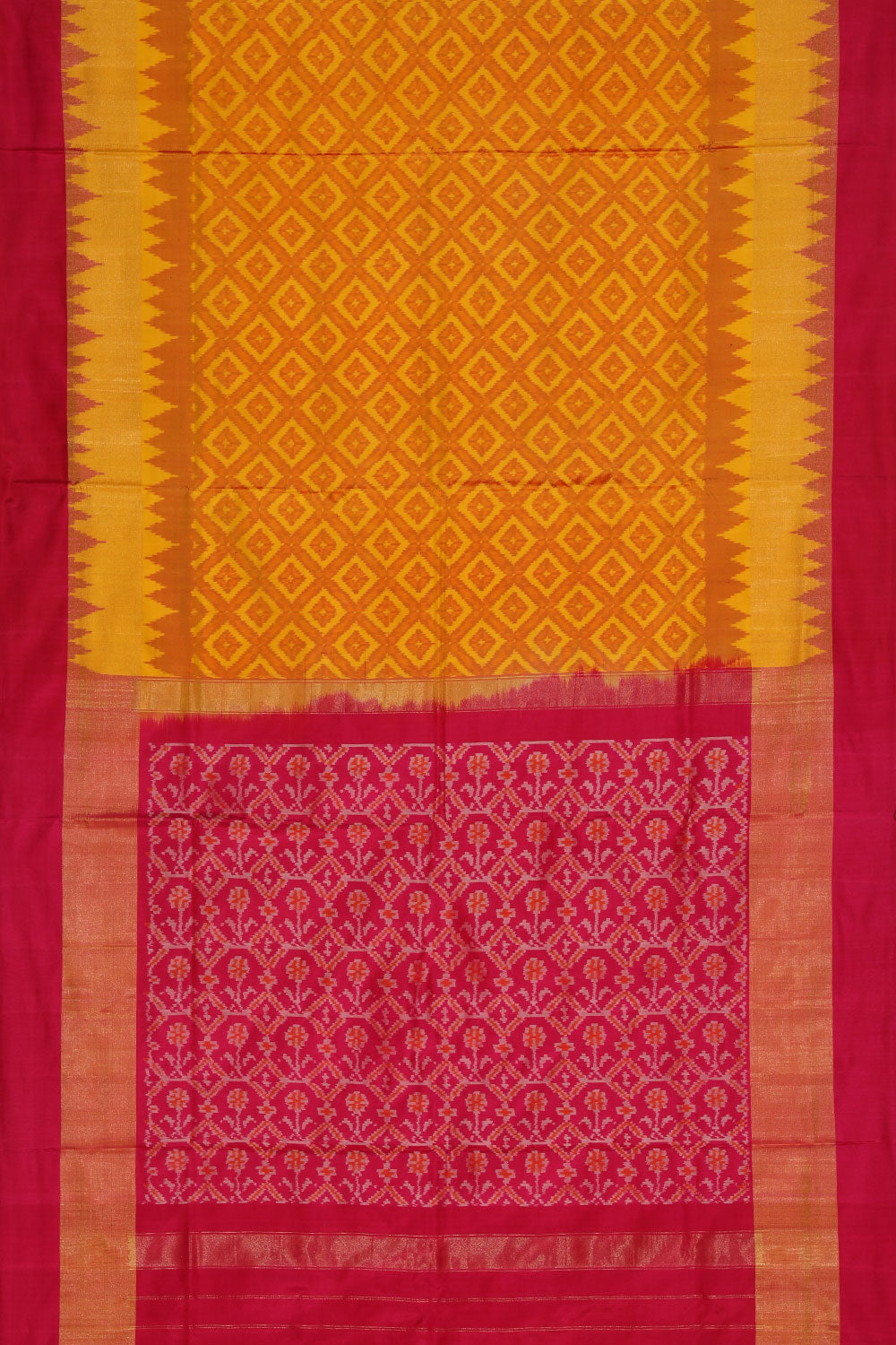 Image of Pochampally Silk Ikat Mustard Saree