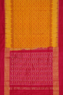 Collection of Pochampally Silk Ikat Mustard Saree in a gallery layout