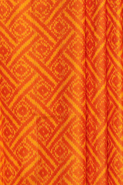 Image of Pochampally Silk Ikat Orange Saree