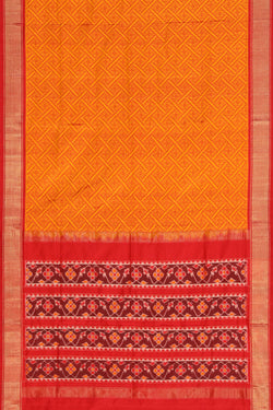 Image of Pochampally Silk Ikat Orange Saree