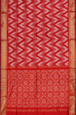 Collection of Pochampally Silk Ikat Red Saree in a gallery layout