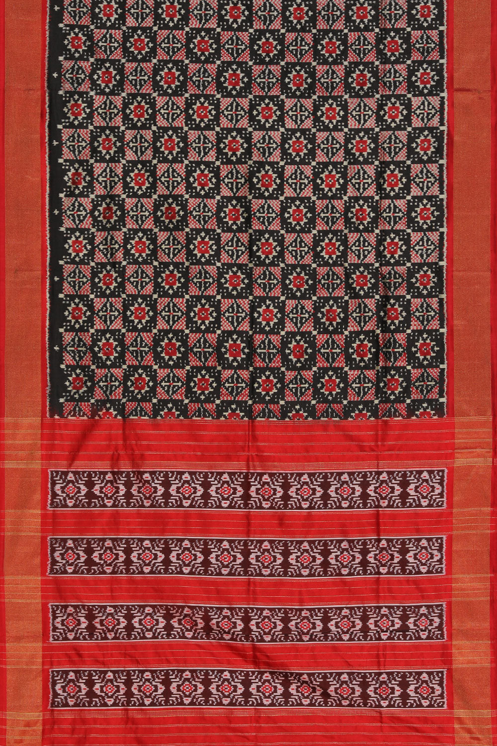 Collection of Pochampally Silk Ikat Black Saree in a gallery layout