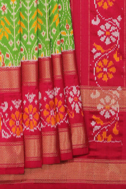 Collection of Pochampally Silk Ikat Green Saree in a gallery layout