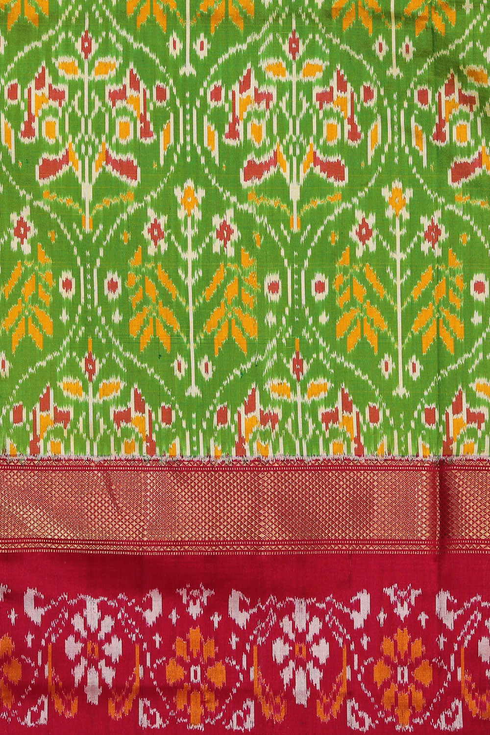 Image of Pochampally Silk Ikat Green Saree
