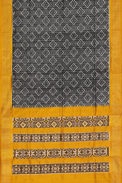 Collection of Pochampally Silk Ikat Black Saree in a gallery layout