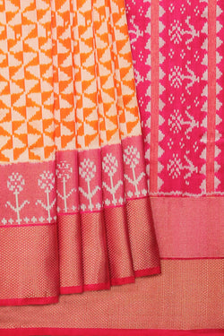 Collection of Pochampally Silk Ikat Orange Saree in a gallery layout