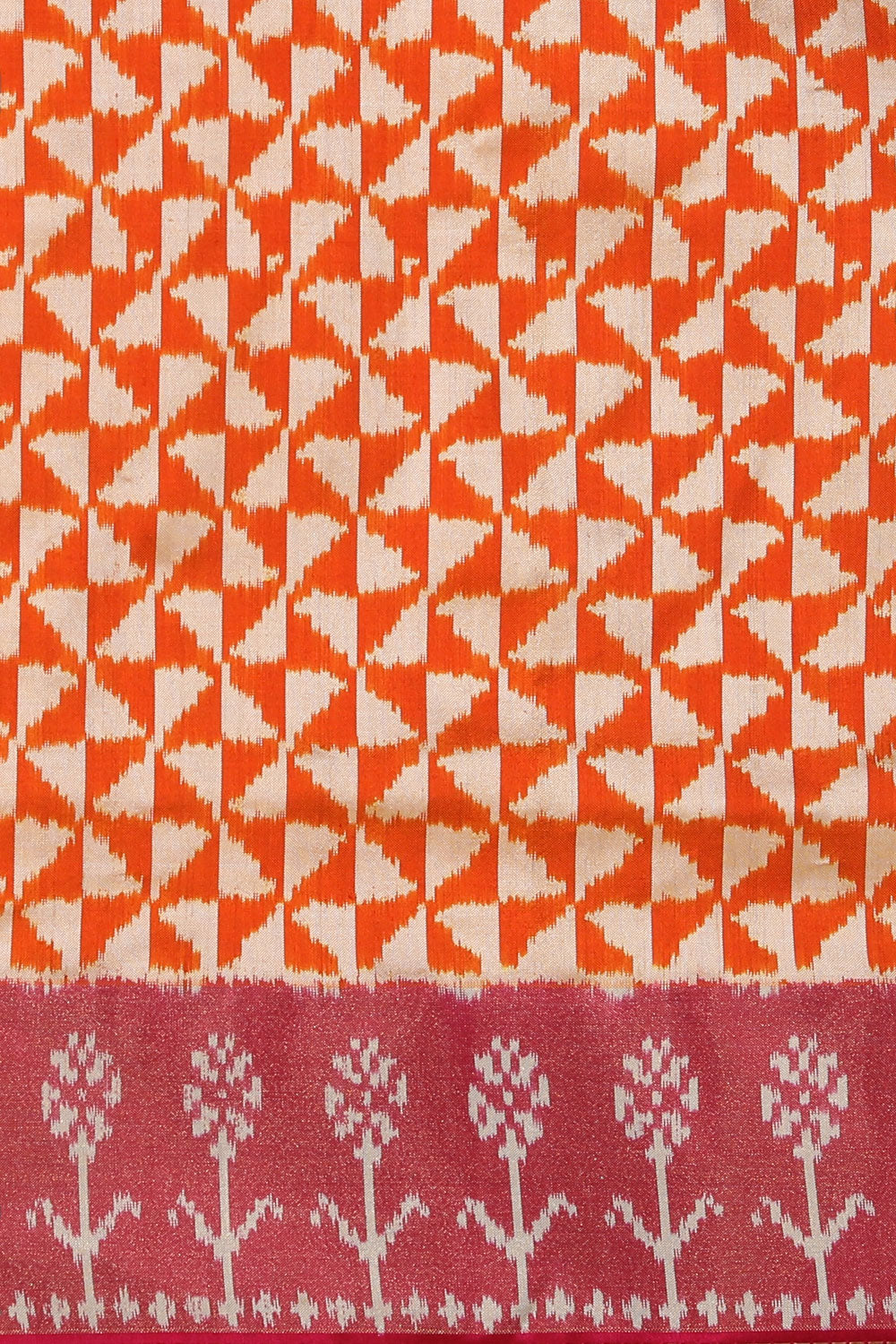 Collection of Pochampally Silk Ikat Orange Saree in a gallery layout