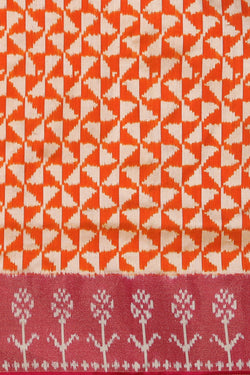 Collection of Pochampally Silk Ikat Orange Saree in a gallery layout