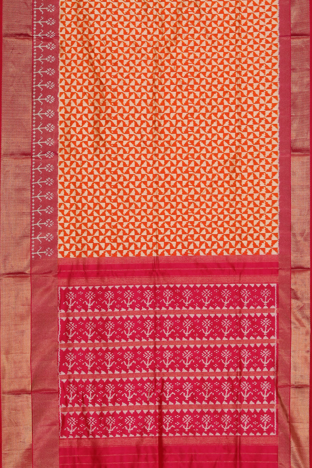 Collection of Pochampally Silk Ikat Orange Saree in a gallery layout