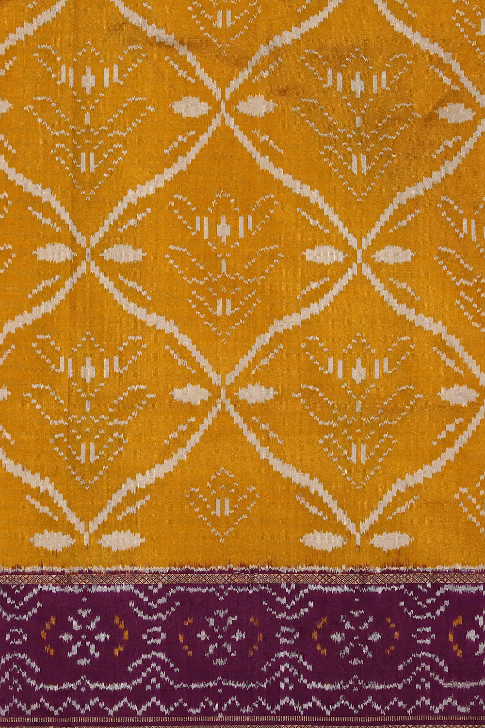 Collection of Pochampally Silk Ikat Fenugreek Yellow Saree in a gallery layout