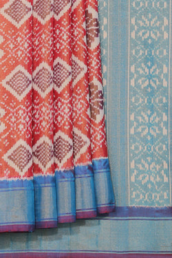 Collection of Pochampally Tissue Silk Ikat Red Saree in a gallery layout