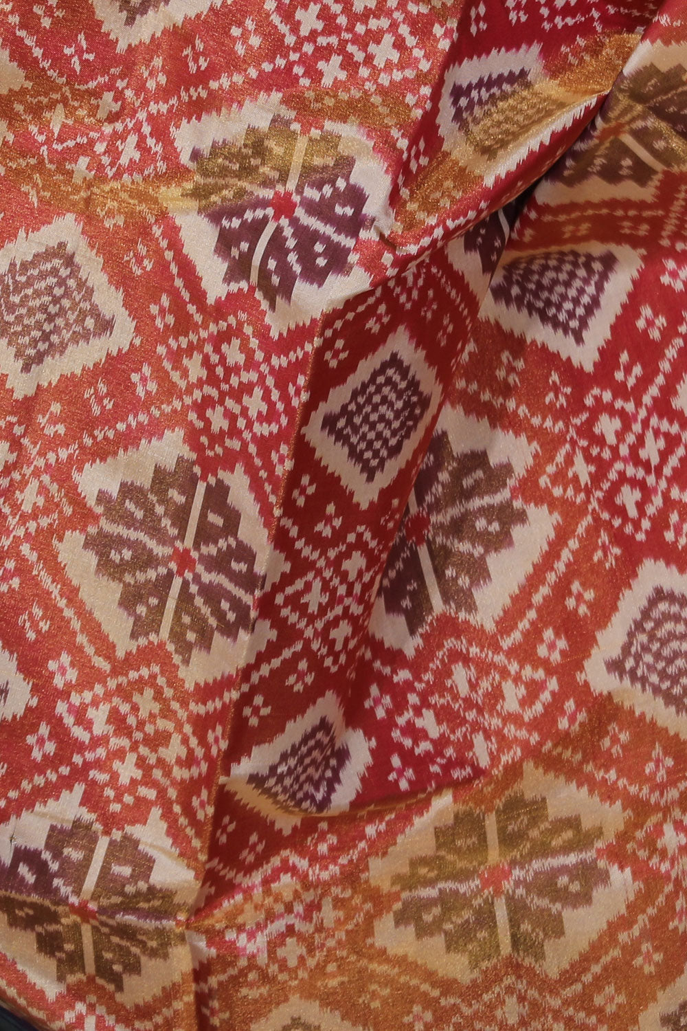 Image of Pochampally Tissue Silk Ikat Red Saree