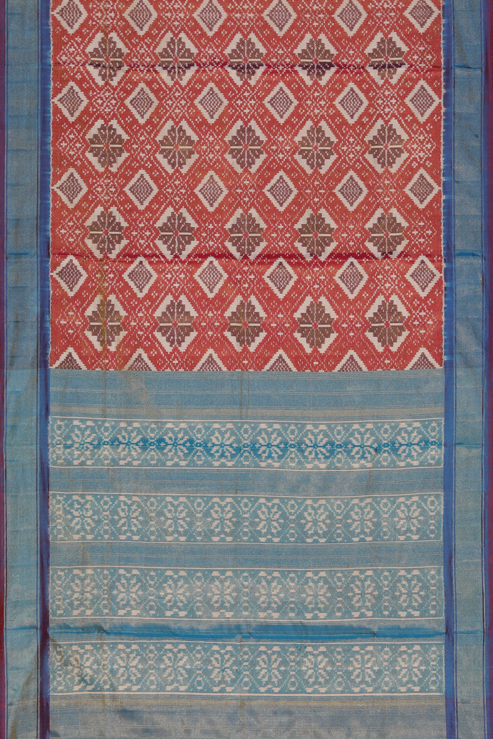 Image of Pochampally Tissue Silk Ikat Red Saree