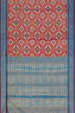 Collection of Pochampally Tissue Silk Ikat Red Saree in a gallery layout