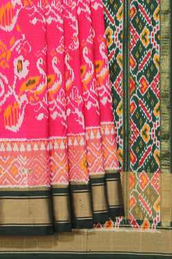 Collection of Pochampally Silk Ikat Pink Saree in a gallery layout