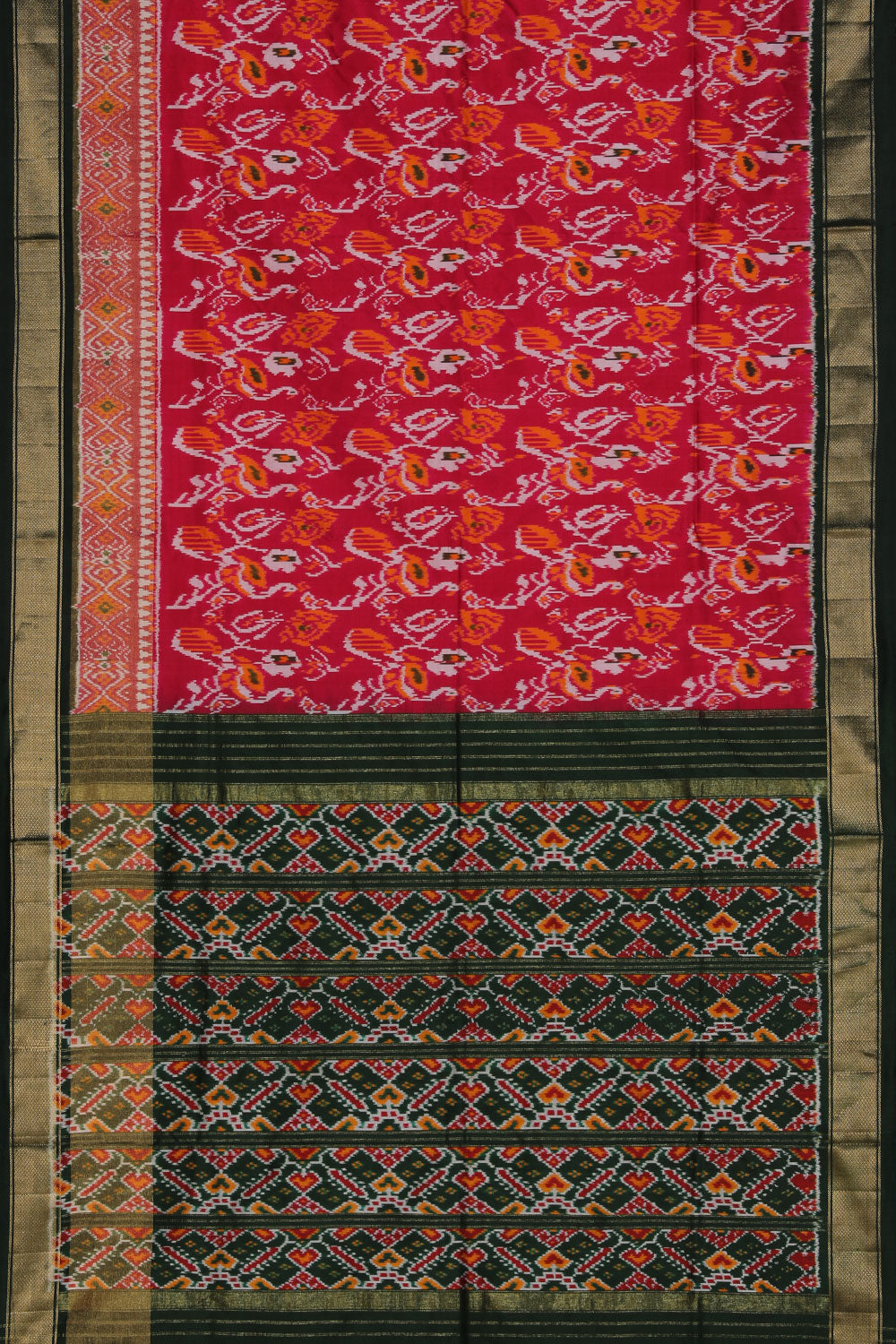 Collection of Pochampally Silk Ikat Pink Saree in a gallery layout