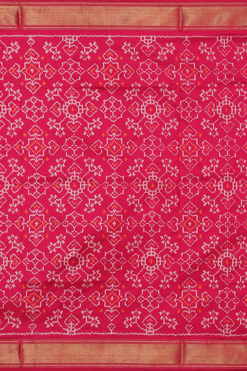 Collection of Pochampally Silk Ikat Magenta-Pink Saree in a gallery layout