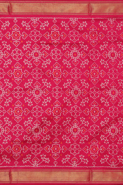 Collection of Pochampally Silk Ikat Magenta-Pink Saree in a gallery layout