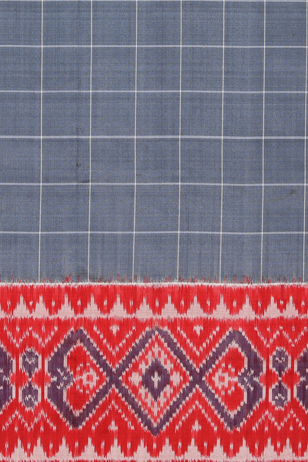 Collection of Pochampally Silk Ikat Grey Saree in a gallery layout