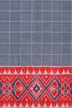 Collection of Pochampally Silk Ikat Grey Saree in a gallery layout