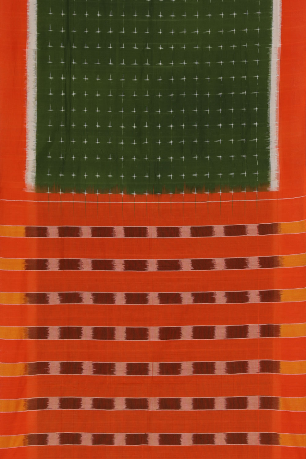 Image of Pochampally Cotton Ikat Green Saree