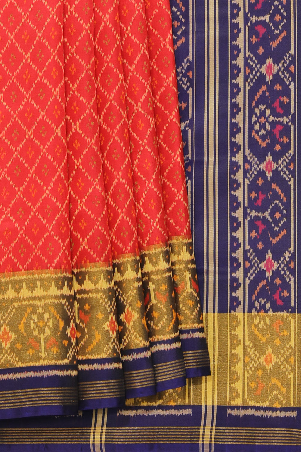 Collection of Rajkot Patola Silk Red Saree in a gallery layout