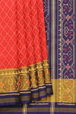 Collection of Rajkot Patola Silk Red Saree in a gallery layout