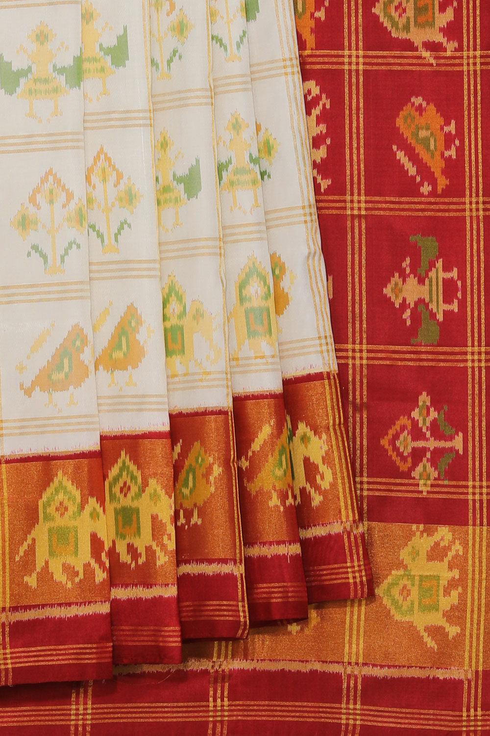 Rajkot Patola Silk Off-White Saree