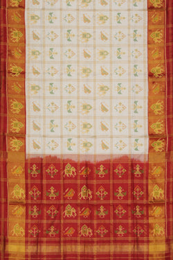 Image of Rajkot Patola Silk Off-White Saree