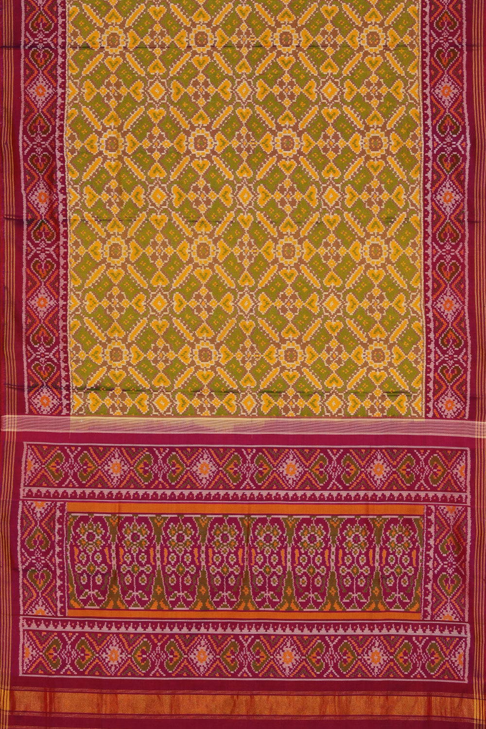 Image of Rajkot Patola Silk Yellow Saree
