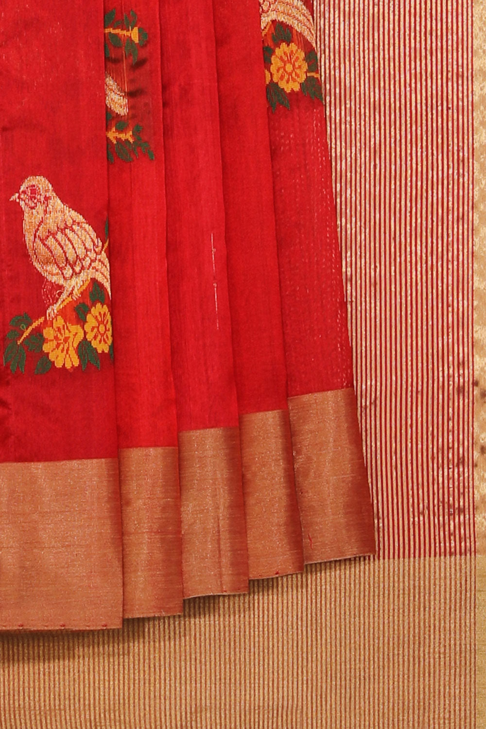 Collection of Chanderi Red Saree in a gallery layout