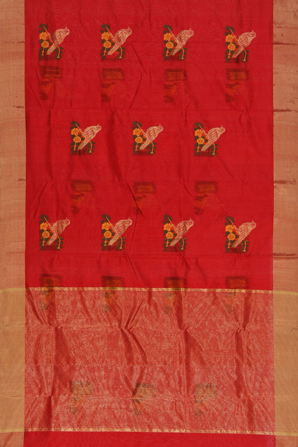 Collection of Chanderi Red Saree in a gallery layout