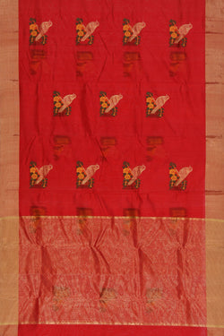 Collection of Chanderi Red Saree in a gallery layout