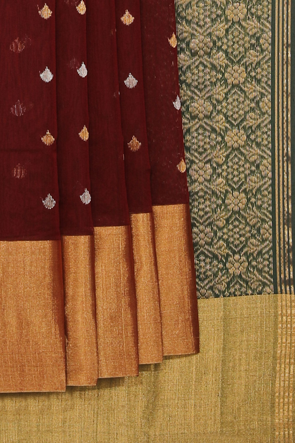 Collection of Chanderi Maroon Saree in a gallery layout